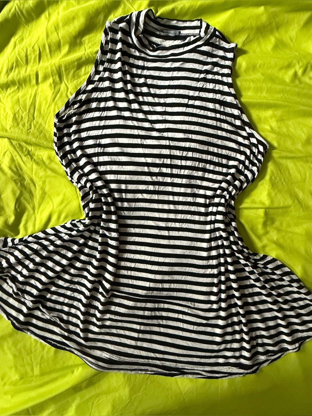 Mock neck striped trapeze dress size L